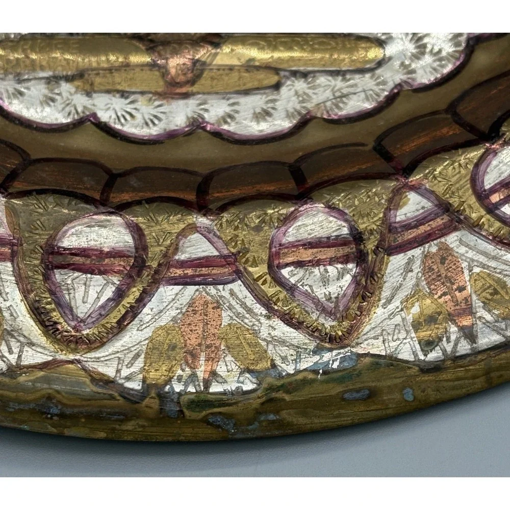 Vintage Copper Brass Hanging Wall Plate with PATINA 11.75